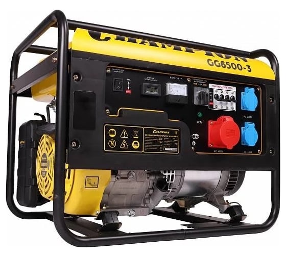 Изображение товара Трехфазный бензиновый генератор CHAMPION GG6500-3