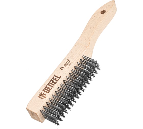 Изображение товара Щетка зачистная Denzel 5-и рядная, прямая проволока из нержавеющей стали с дер. ручкой., EFP 74845