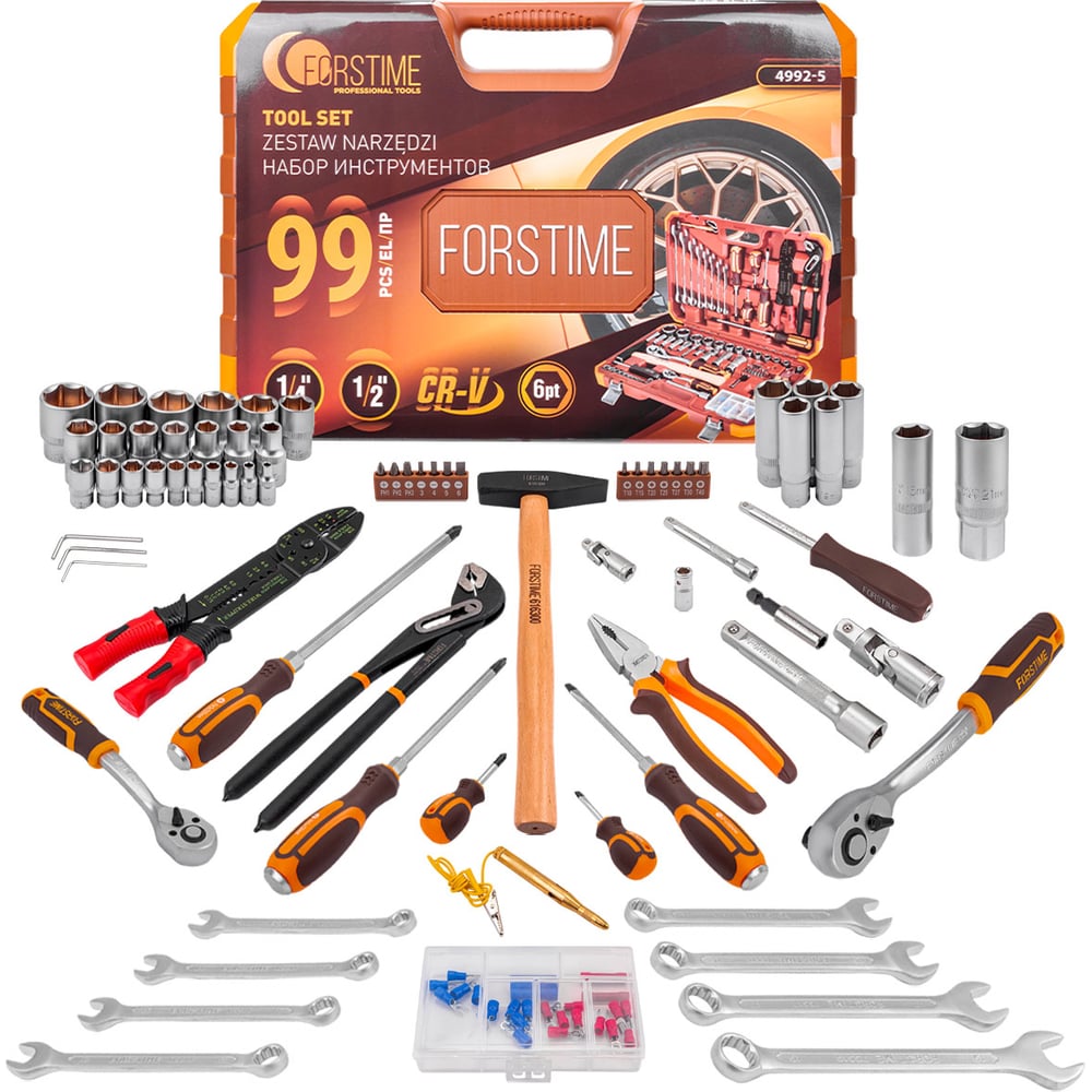 Изображение товара Набор инструментов FORSTIME 99 предметов 1/4, 1/2 FT-4992-5(59232) Изображение товара Набор инструментов FORSTIME 99 предметов 1/4, 1/2 FT-4992-5(59232)