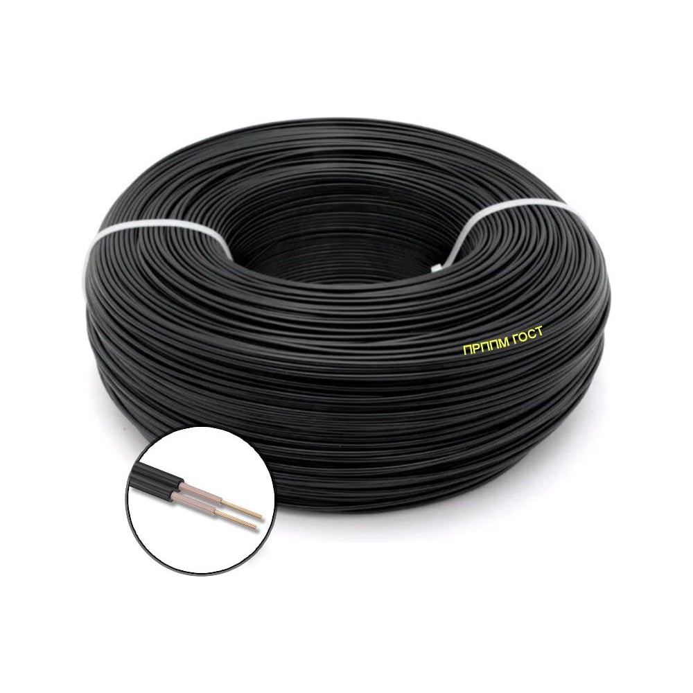 Изображение товара Провод телефонной связи БУРЕВЕСТНИК прппм 2x1.2 мм2, 2 метра, медь, ГОСТ