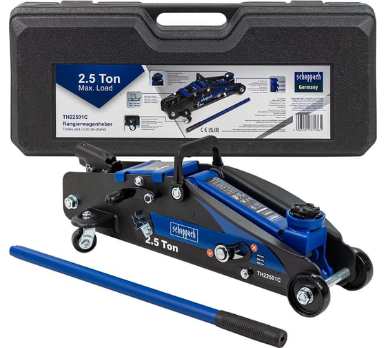 Изображение товара Домкрат подкатной гидравлический Scheppach 2.5т с фиксацией (h min 140мм, h max 387мм) в кейсе Sch-TH22501C(65257)