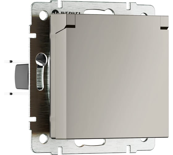 Изображение товара Розетка влагозащищенная с заземлением, с защитной крышкой и шторками Werkel W1271204 (дымчатый) a069464