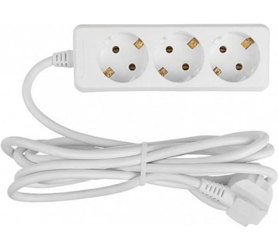 Изображение товара Сетевой бытовой удлинитель General Lighting Systems с заземлением без выключателя, на 3 розетки кабель 5м, 16А, сечение кабеля 470094