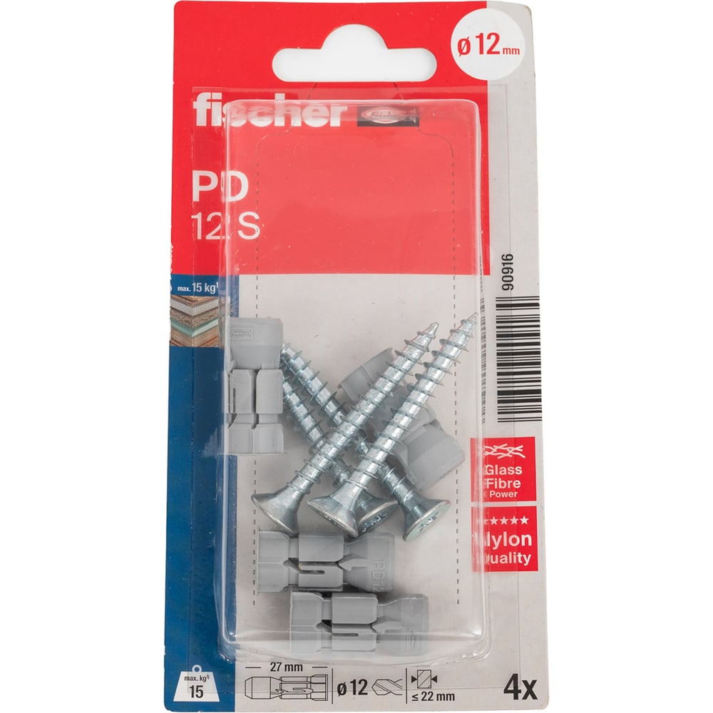 Изображение товара Дюбель с шурупом fischer PD 12 S K 90916