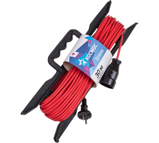 Изображение товара Удлинитель КОСМОС (рамка) 6А 1 гнездо ПВС 2х0,75 (30м) УХ10 YPKsm30m-1g(6A)