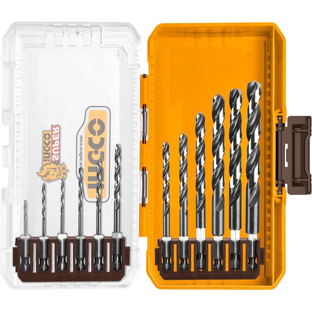 Изображение товара Набор сверл по металлу INGCO HSS INDUSTRIAL 1-10 мм 12 шт AKDL11206