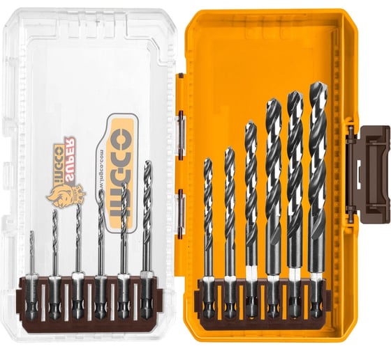 Изображение товара Набор сверл по металлу INGCO HSS INDUSTRIAL 1-10мм, 12шт AKDL11206
