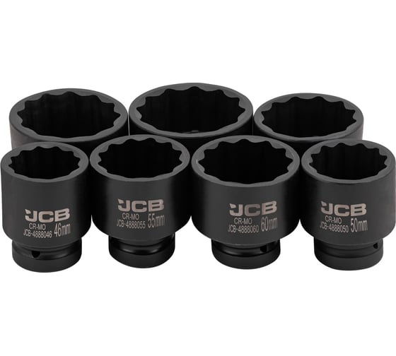 Изображение товара Головки ударные 12-гранные JCB набор 7 предметов, 1DR JCB-8071-9MPB(65107)