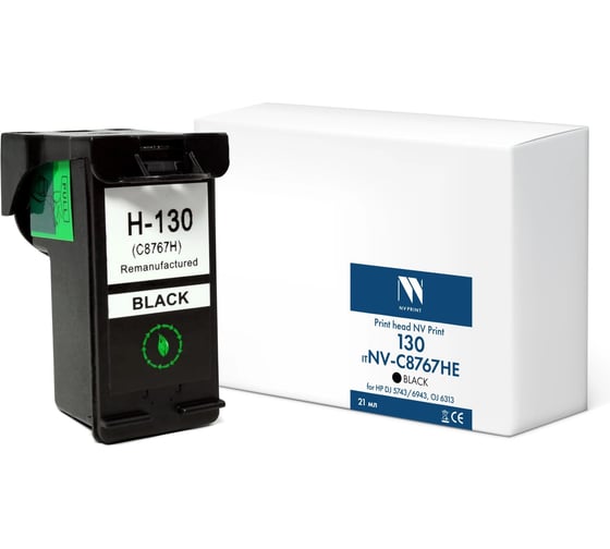 Изображение товара Струйный картридж NV Print NVP 130 Black для HP DJ 5743/6943, OJ 6313 21 мл совместимый NV-C8767HE