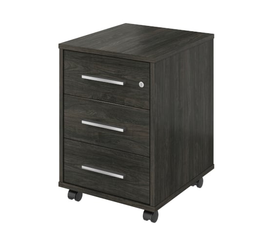 Изображение товара Тумба Монолит Канцлер выкатная 3 ящика с замком (406x446x570) Дерево карбон12 КЦ09.12