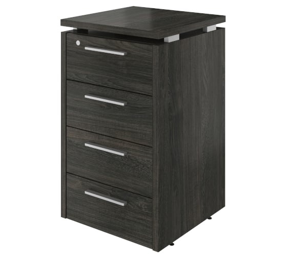 Изображение товара Тумба Монолит Дублин приставная (4 ящика с замком) (450x450x750) (ДБ13_1+ДБ13_2+ДБ14) Дерево карбон12 ДБ44.С12