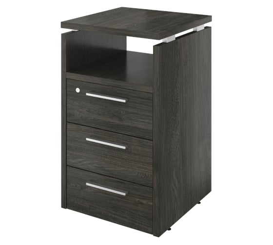 Изображение товара Тумба Монолит Дублин приставная (3 ящика с полкой и замком) (450x450x750) (ДБ12_1+ДБ17_2+ДБ14) Дерево карбон12 ДБ43.С12