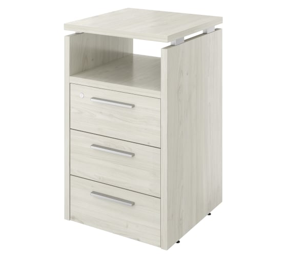 Изображение товара Тумба Монолит Дублин приставная (3 ящика с полкой и замком) (450x450x750) (ДБ12_1+ДБ17_2+ДБ14) Скандинавское дерево белое38 ДБ43.С38