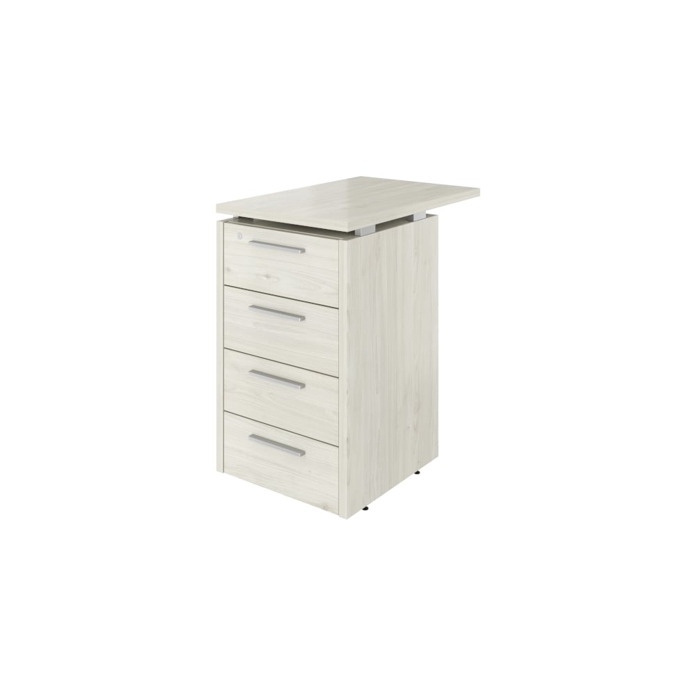 Изображение товара Тумба Монолит Дублин приставная с 4 ящиками и замком белое скандинавское дерево