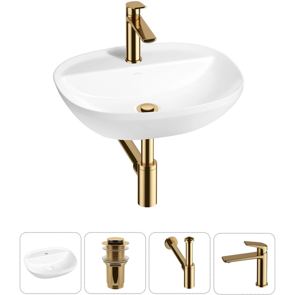 Изображение товара Набор накладная раковина Wellsee 4 в 1 Cute Twin R с смесителем и сифоном