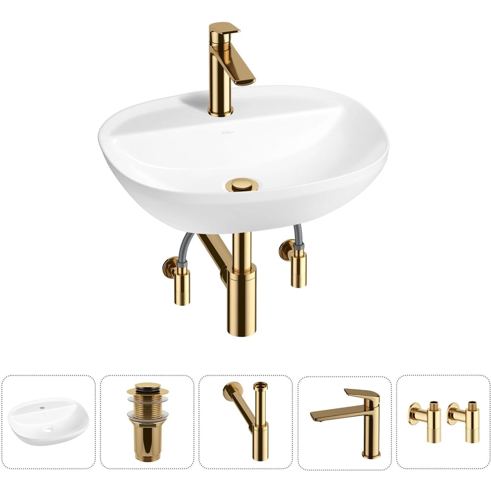 Изображение товара Набор Wellsee 5 в 1 Cute Twin R накладная раковина 50x42 см 20213352R