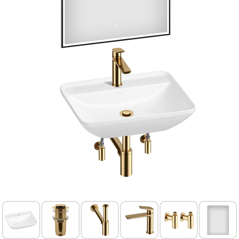 Изображение товара Набор Wellsee 6 в 1 Cute Twin S накладная раковина 55x42 см 20218973R