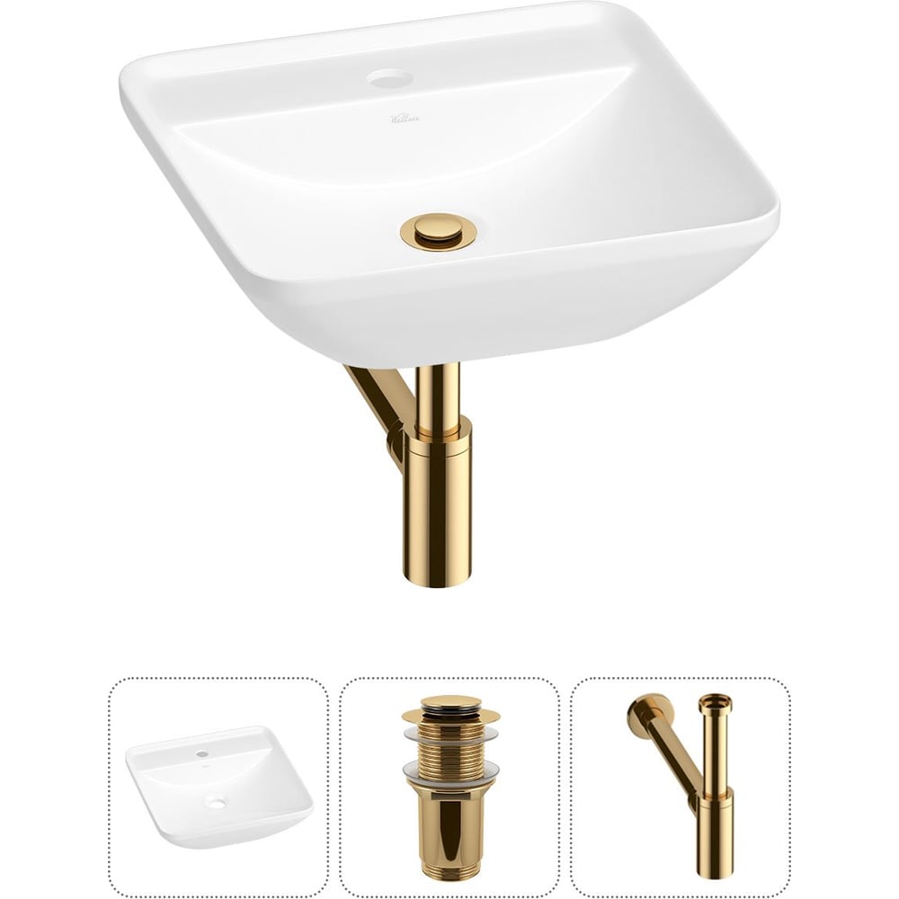 Изображение товара Набор Wellsee 3 в 1 Cute Twin S накладная раковина 43x43 см белая фарфор