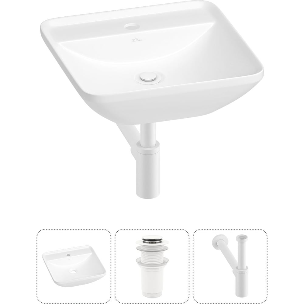 Изображение товара Набор Wellsee 3 в 1 Cute Twin S накладная раковина 43x43 см белый фарфор