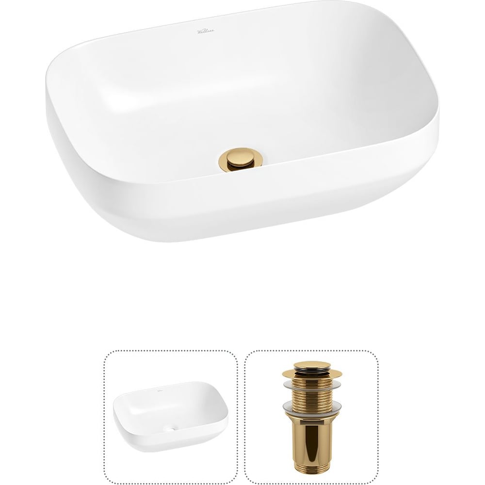 Изображение товара Накладная раковина Wellsee 2 в 1 Air Gap S 50x35 см фарфор белая
