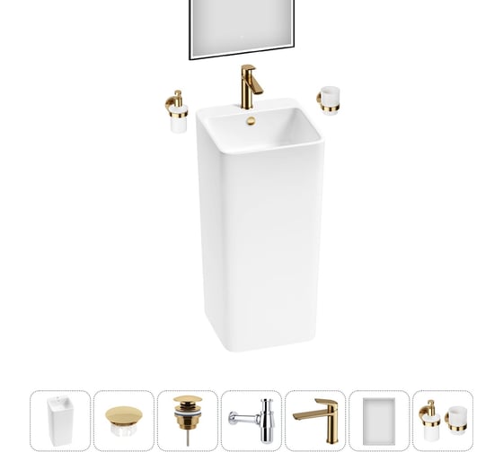 Изображение товара Набор Wellsee 7 в 1 Callipy Art напольная раковина 40x40x84,5 см 20218946R