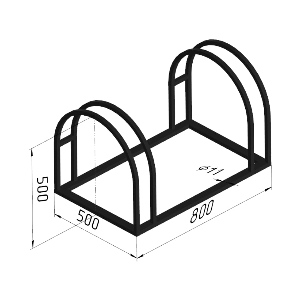 Изображение товара Велопарковка Parallax черный 800x500x500 для велосипеда металлическая