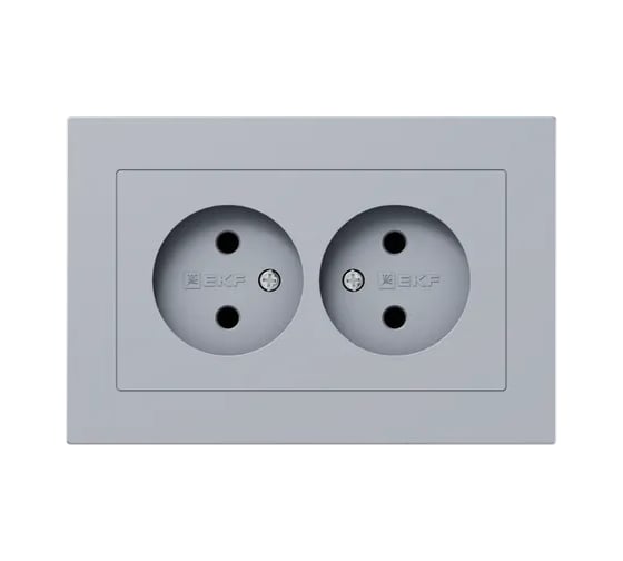 Изображение товара Механизм розетки двойной EKF 16А, без заземления, без шторок, с рамкой, алюминий Эпика UP1-SOA-200