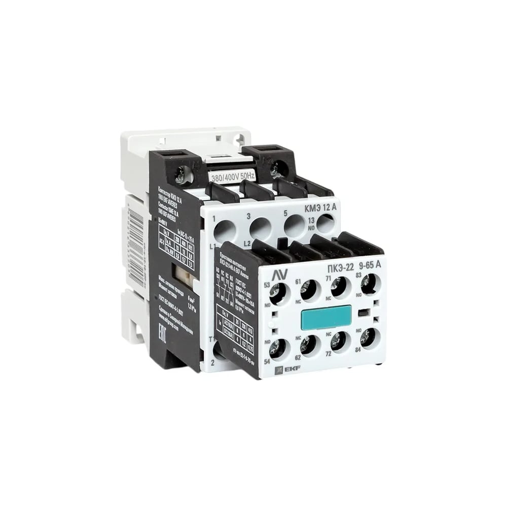 Изображение товара Модульное реле EKF КМЭ 12А 1NO 400В с доп. контактами