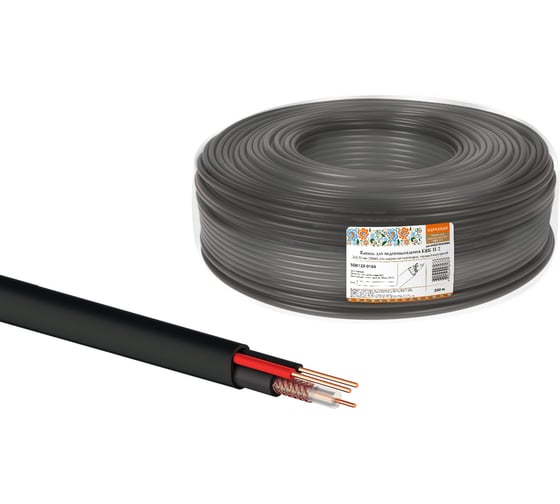 Изображение товара Кабель для видеонаблюдения черный КВК-П-2 2х0,75 мм TDM ELECTRIC 200 метров, для наружной прокладки, серия "Народная" SQ0123-0104