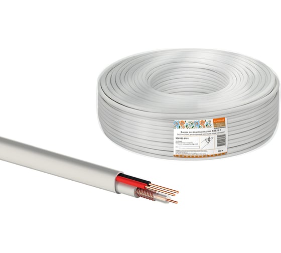 Изображение товара Кабель для видеонаблюдения белый КВК-В-2 2х0,5 мм TDM ELECTRIC 200 метров, для внутренней прокладки, серия "Народная" SQ0123-0101