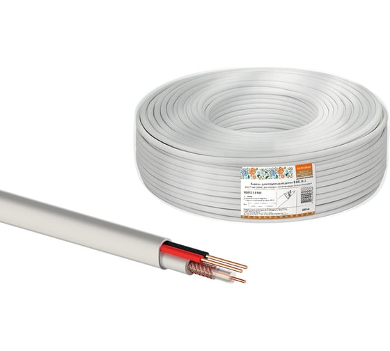 Изображение товара Кабель для видеонаблюдения белый КВК-В-2 2х0,75 мм TDM ELECTRIC 200 метров, для внутренней прокладки, серия "Народная" SQ0123-0103