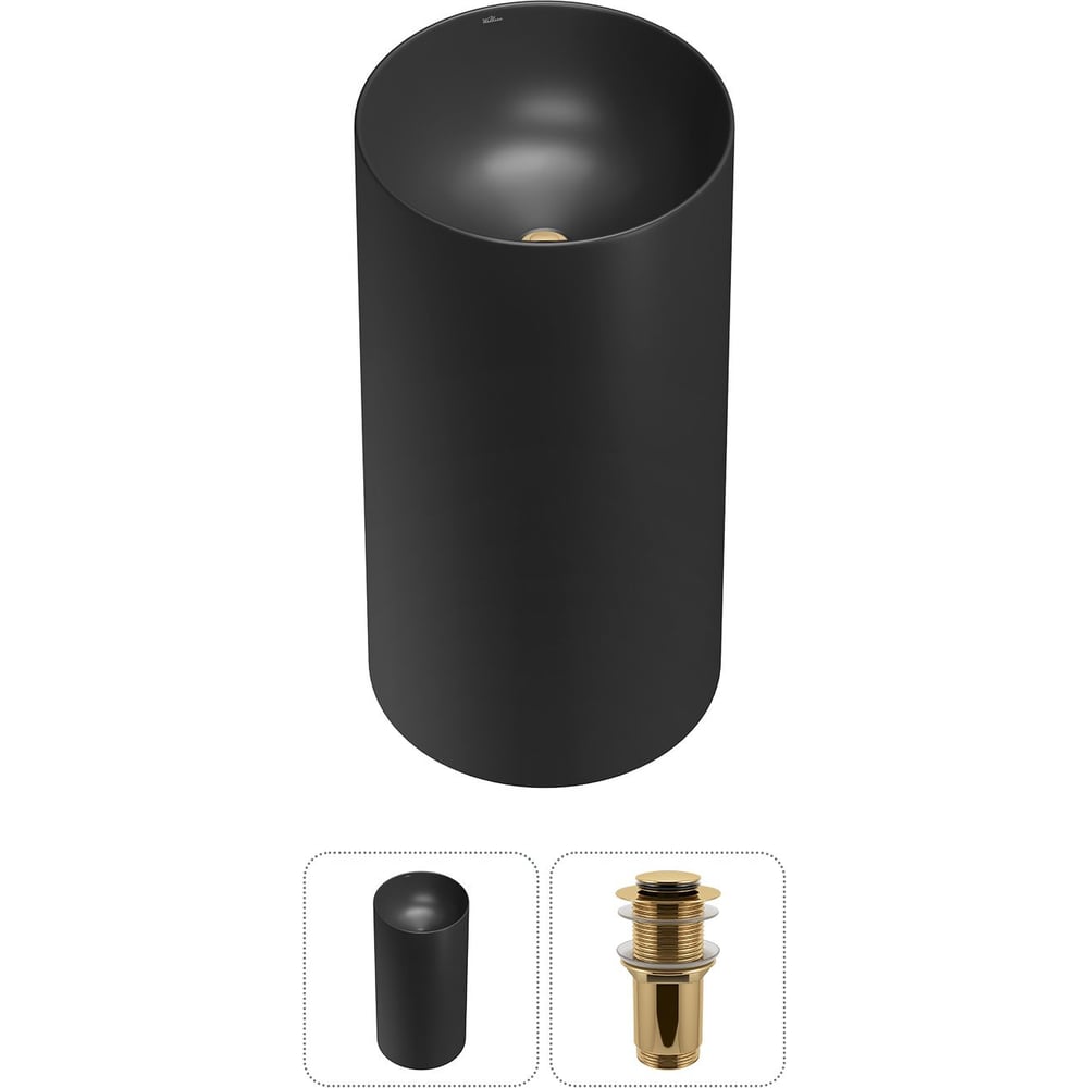 Изображение товара Напольная раковина Wellsee Callipy Art 42x42x84 см черная с водоотталкивающим покрытием