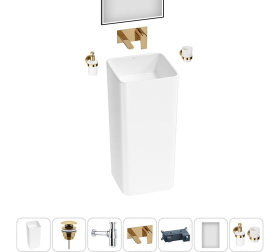 Изображение товара Набор Wellsee 6 в 1 Callipy Art напольная раковина 40x40x84 см 20218929R