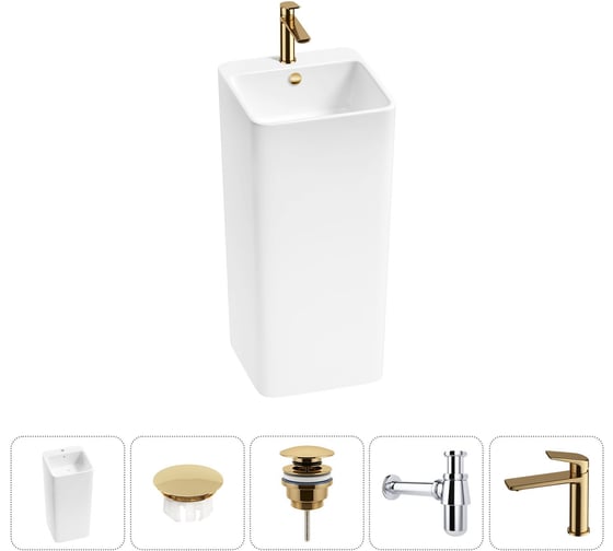 Изображение товара Набор Wellsee 5 в 1 Callipy Art напольная раковина 40x40x85 см 20217271R