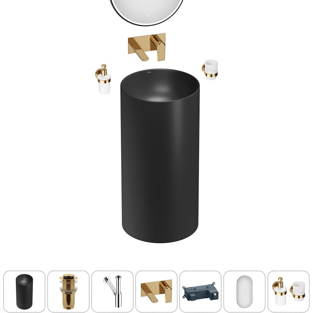 Изображение товара Набор Wellsee 6 в 1 Callipy Art напольная раковина 42x42x84 см