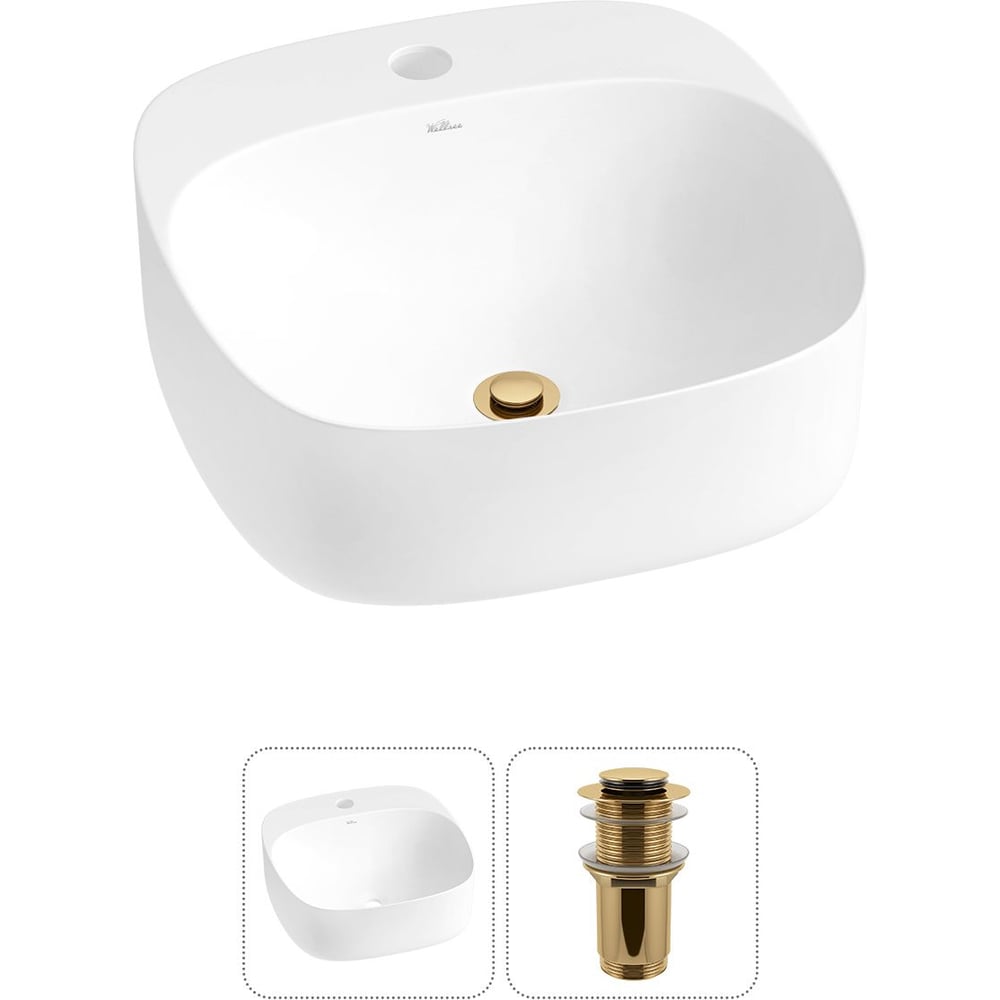 Изображение товара Набор Wellsee 2 в 1 Ideal накладная раковина 42x42 см матовая белая