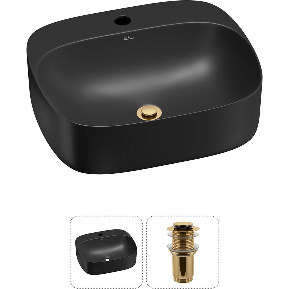 Изображение товара Набор Wellsee 2 в 1 Ideal накладная раковина 50x42 см матовый черный