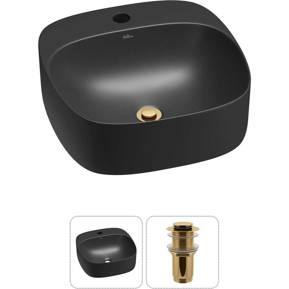 Изображение товара Набор Wellsee 2 в 1 Ideal накладная раковина 42x42 см с матовым черным цветом