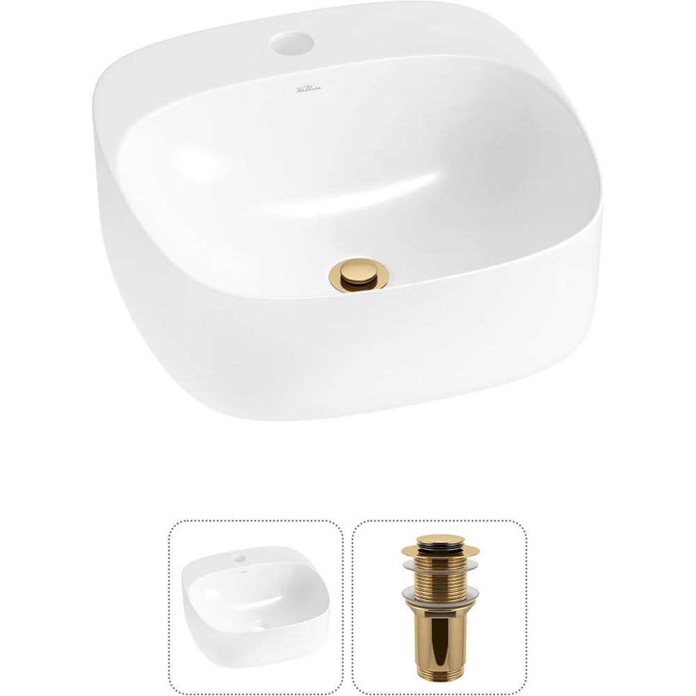 Изображение товара Набор Wellsee 2 в 1 Ideal накладная раковина 42x42 см фарфор