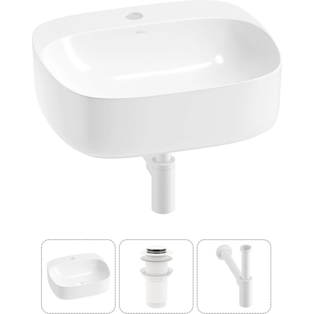 Изображение товара Набор Wellsee 3 в 1 Ideal накладная раковина 50x42 см белая