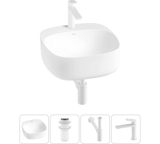 Изображение товара Набор Wellsee 4 в 1 Ideal накладная раковина 42x42 см 20214122R
