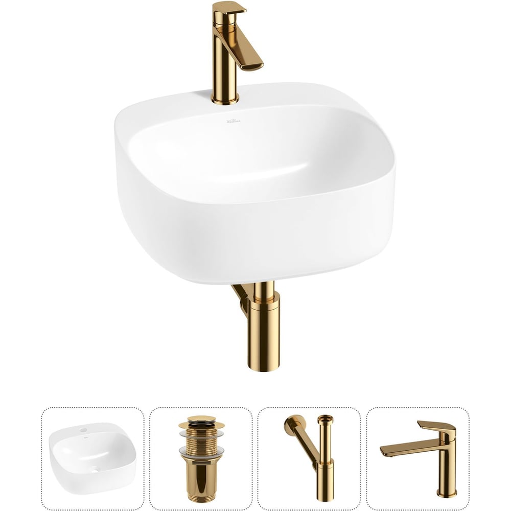 Изображение товара Набор Wellsee 4 в 1 Ideal накладная раковина 42x42 см