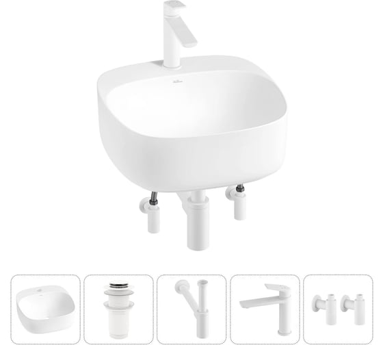 Изображение товара Набор Wellsee 5 в 1 Ideal накладная раковина 42x42 см 20214126R