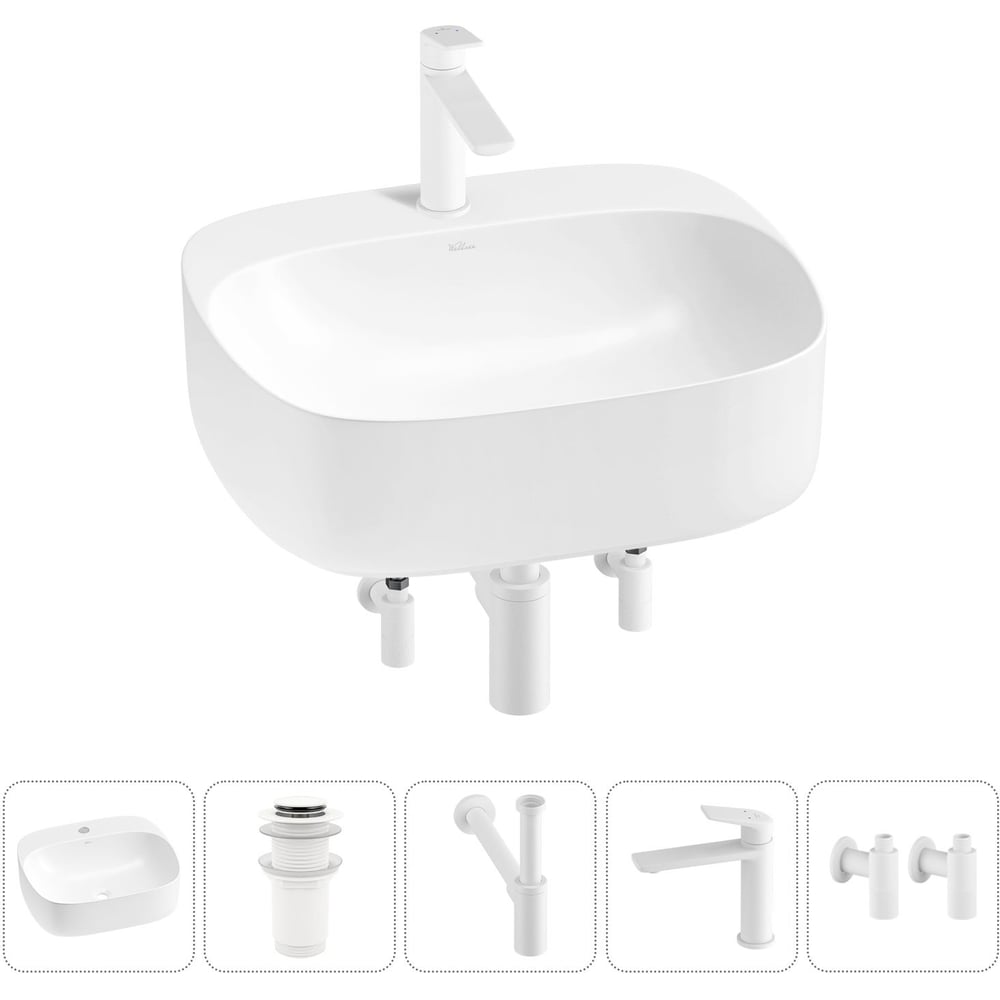 Изображение товара Комплект для ванной комнаты Wellsee 5 в 1 Ideal накладная раковина и смеситель