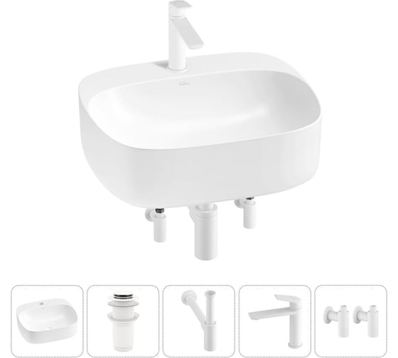 Изображение товара Набор Wellsee 5 в 1 Ideal накладная раковина 50x42 см 20214142R