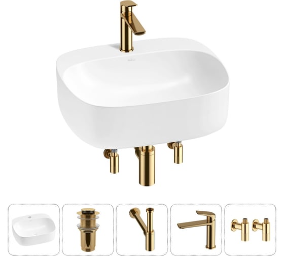 Изображение товара Набор Wellsee 5 в 1 Ideal накладная раковина 50x42 см 20214141R