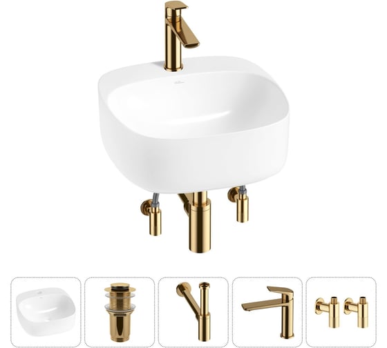 Изображение товара Набор Wellsee 5 в 1 Ideal накладная раковина 42x42 см 20214093R