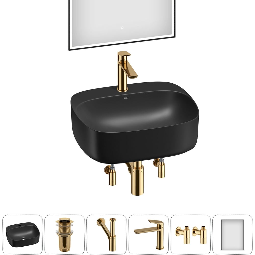 Изображение товара Набор Wellsee 6 в 1 Ideal накладная раковина 50x42 см с смесителем и сифоном