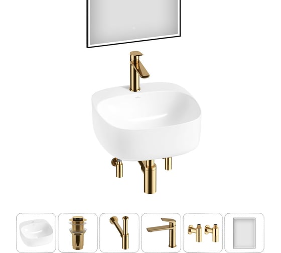 Изображение товара Набор Wellsee 6 в 1 Ideal накладная раковина 42x42 см 20218677R