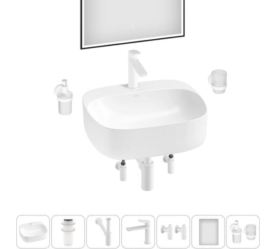 Изображение товара Набор Wellsee 7 в 1 Ideal накладная раковина 50x42 см 20218714R